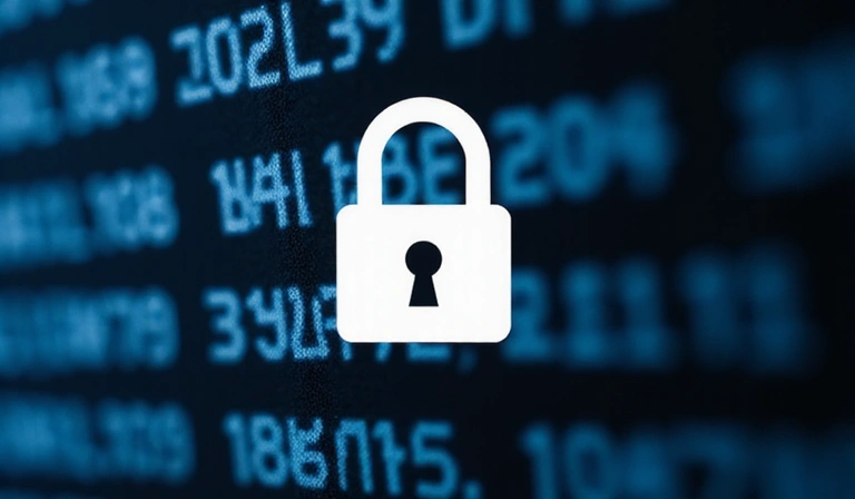 Immagine di un lucchetto stilizzato che simboleggia la sicurezza degli account utente e la protezione dei dati online, con sfondo sfocato di codice binario.